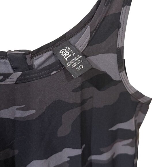 Athleta Girl Black & Gray Camo Sleeveless Romper S 7 Polyester Spandex Elastic W - Picture 4 of 6